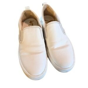 Sam Edelman Womens White Leather Slip On‎ Platform Sneakers Size 6.5M